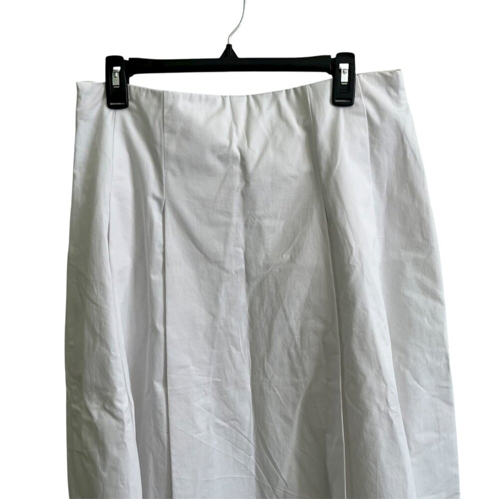 Zara White Pleated Midi Skirt - Size Large - Organic Cotton - Minimalist Chic - Picture 8 of 11